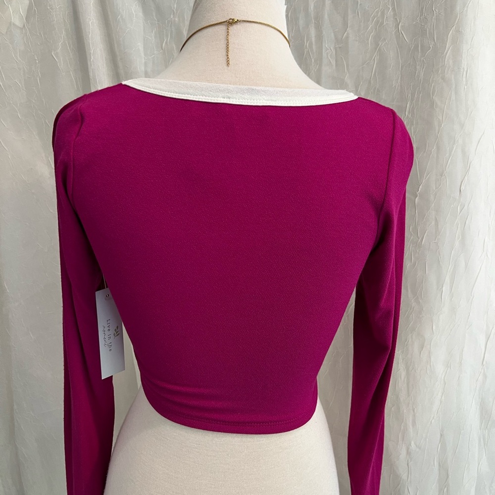 Magenta scoop neck crop top NWT - Picture 3 of 3